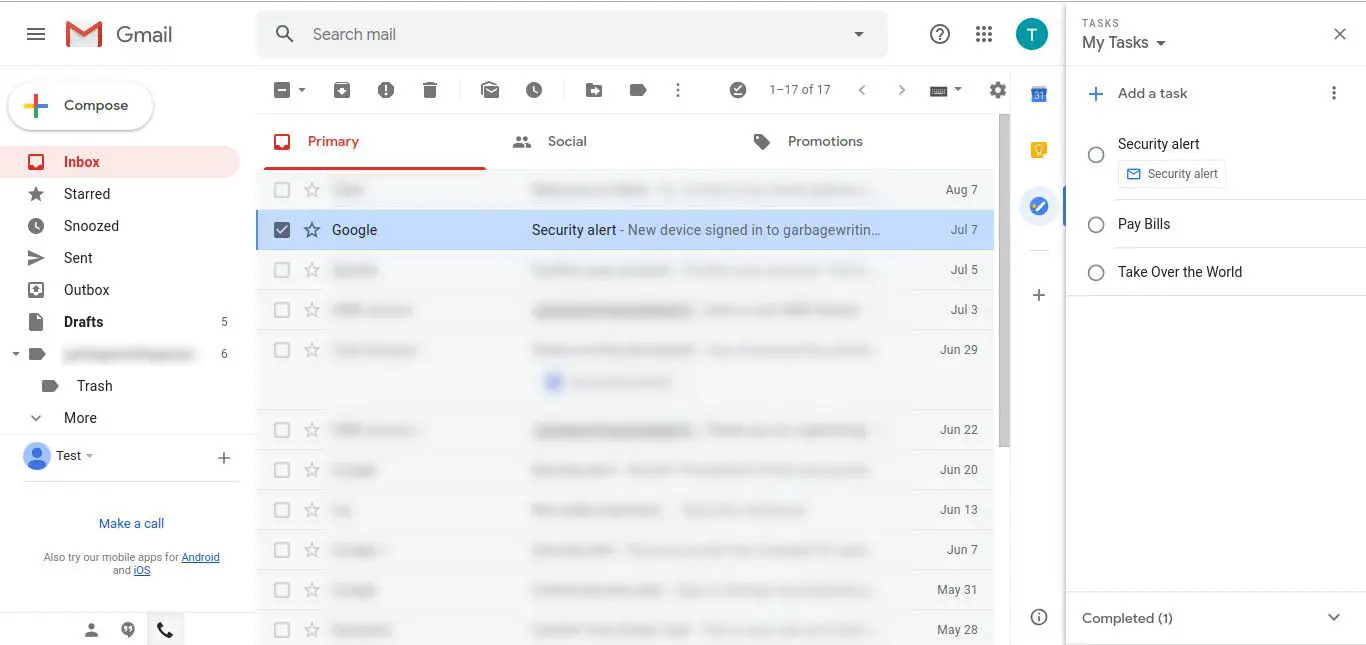 Gmail-taak toegevoegd