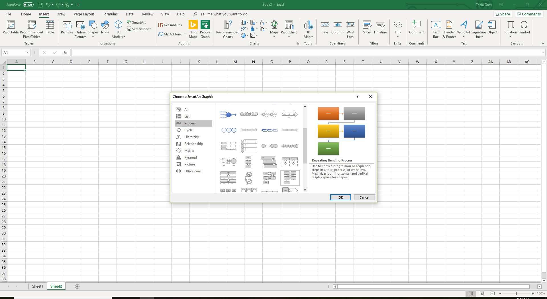 Voorbeeld van stroomdiagramsjabloon in Excel