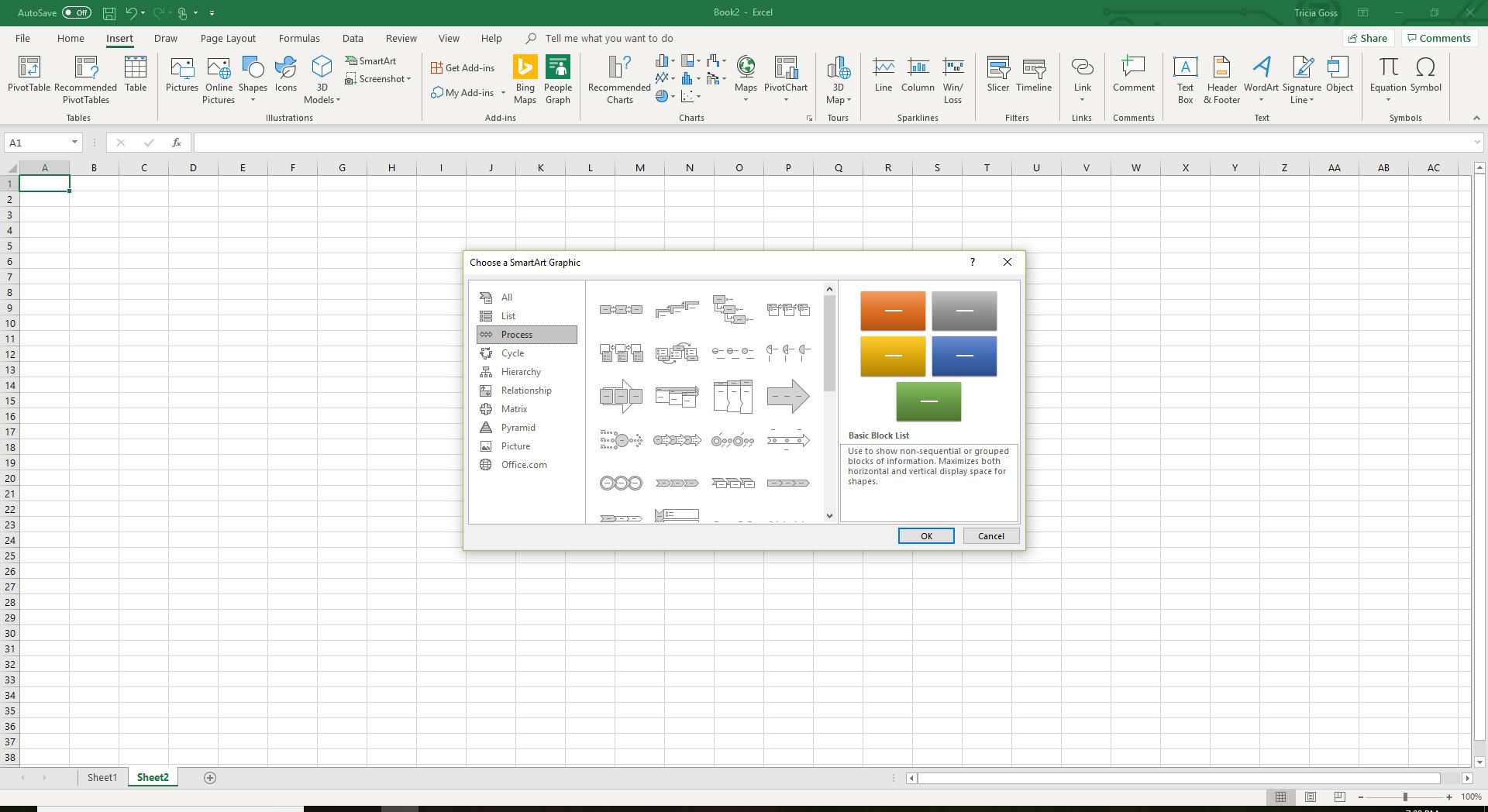 Procescategorie in Excel SmartArt