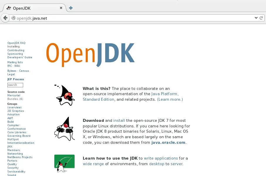 JDK-screenshot openen
