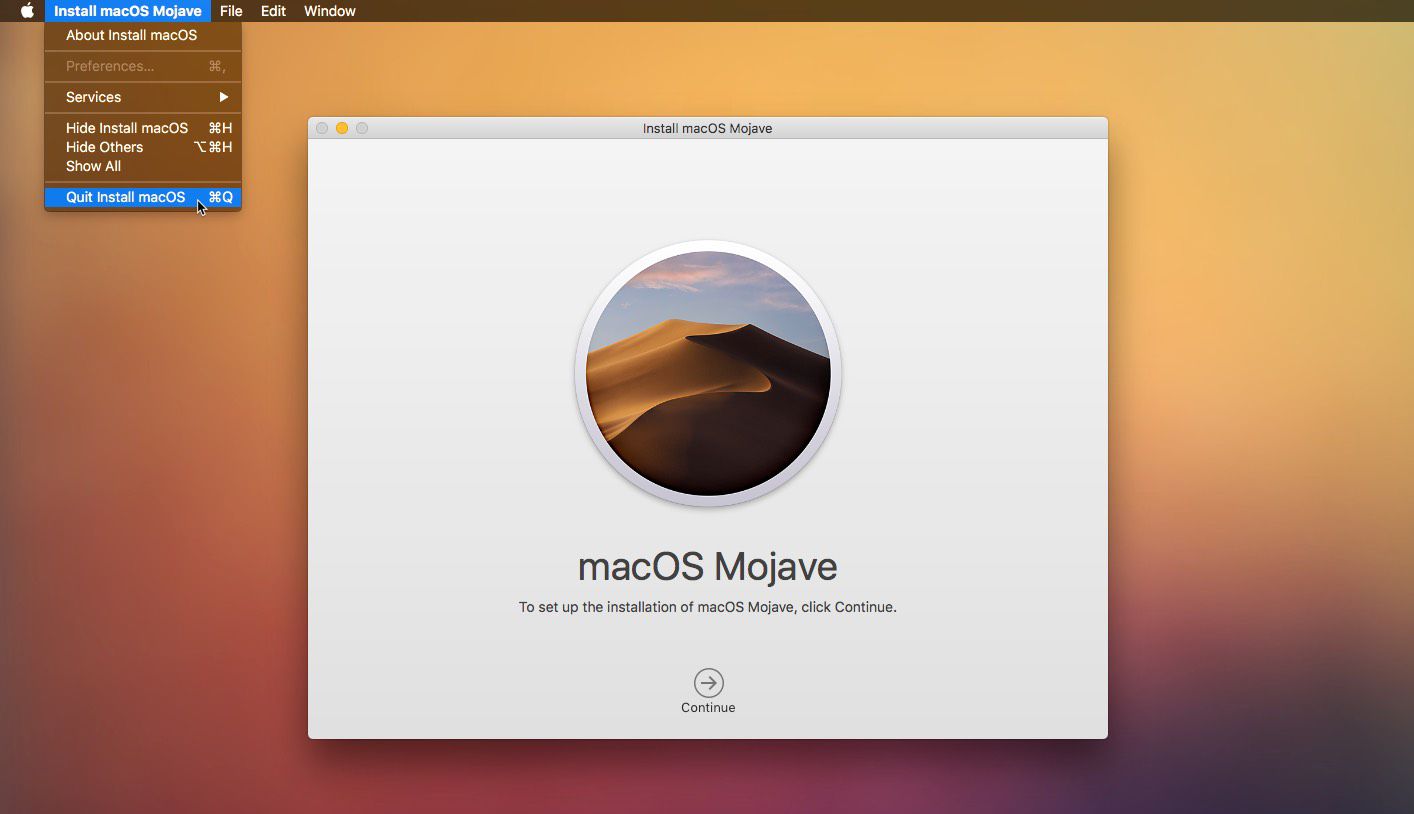 Het macOS Mojave-installatieprogramma afsluiten