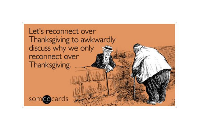 Een sarcastische Thanksgiving-ecard.