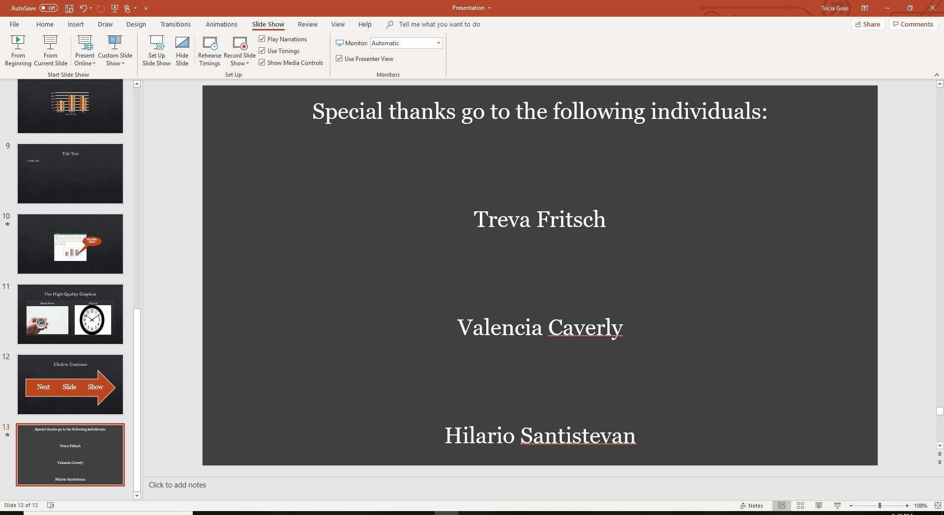 Credits dia in PowerPoint