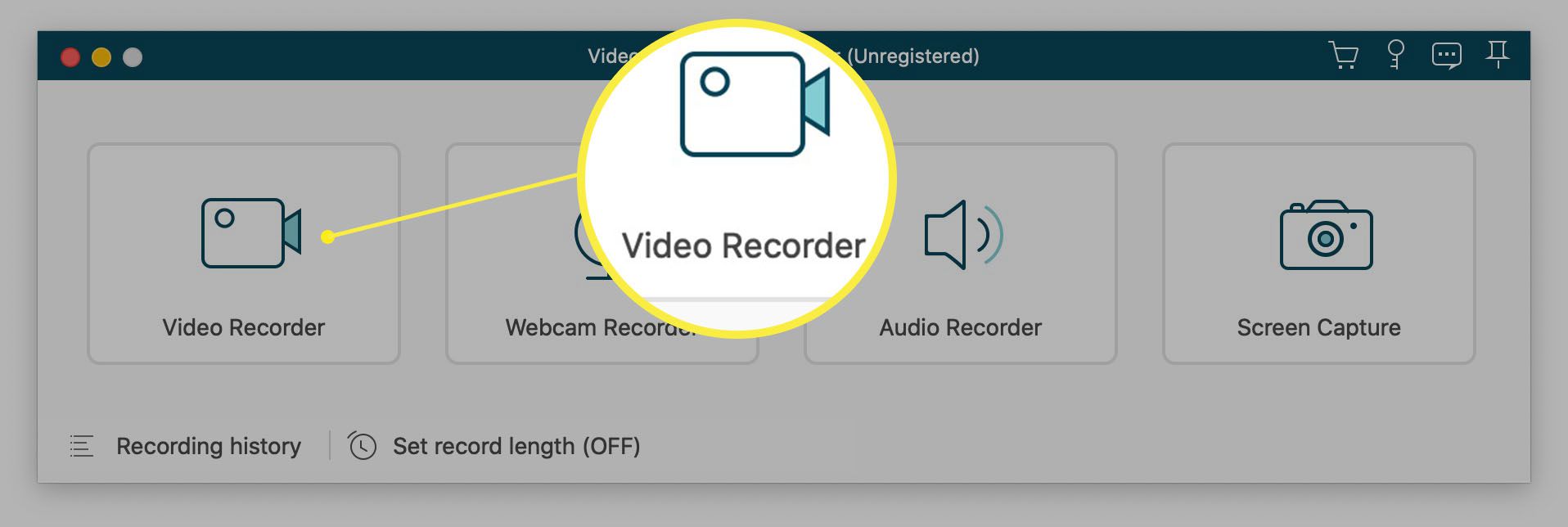 VideoSolo-app met Video Recorder-optie gemarkeerd