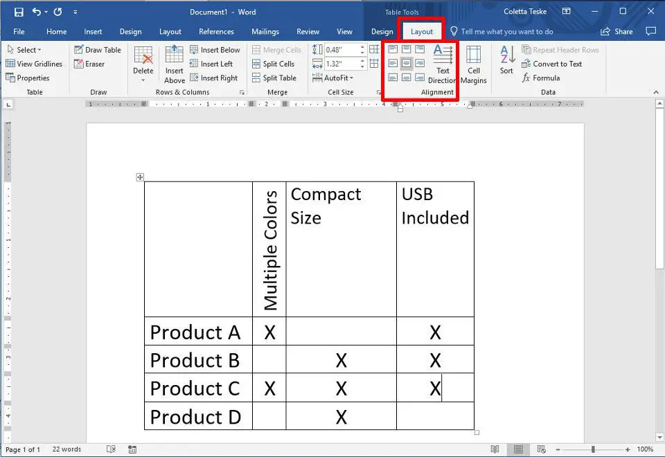 Change Text Direction In Word Table