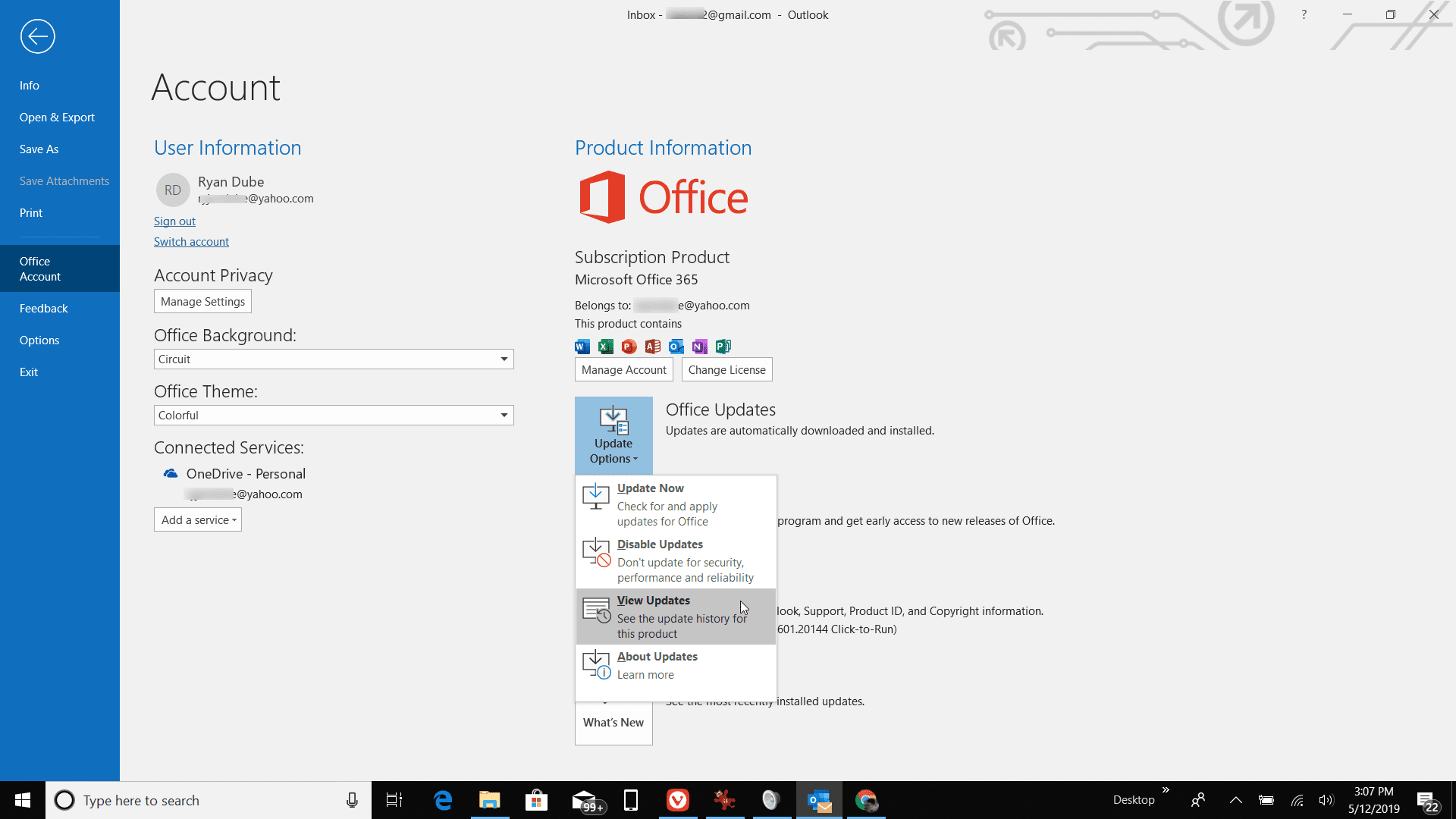 Schermafbeelding van Updates bekijken in Outlook