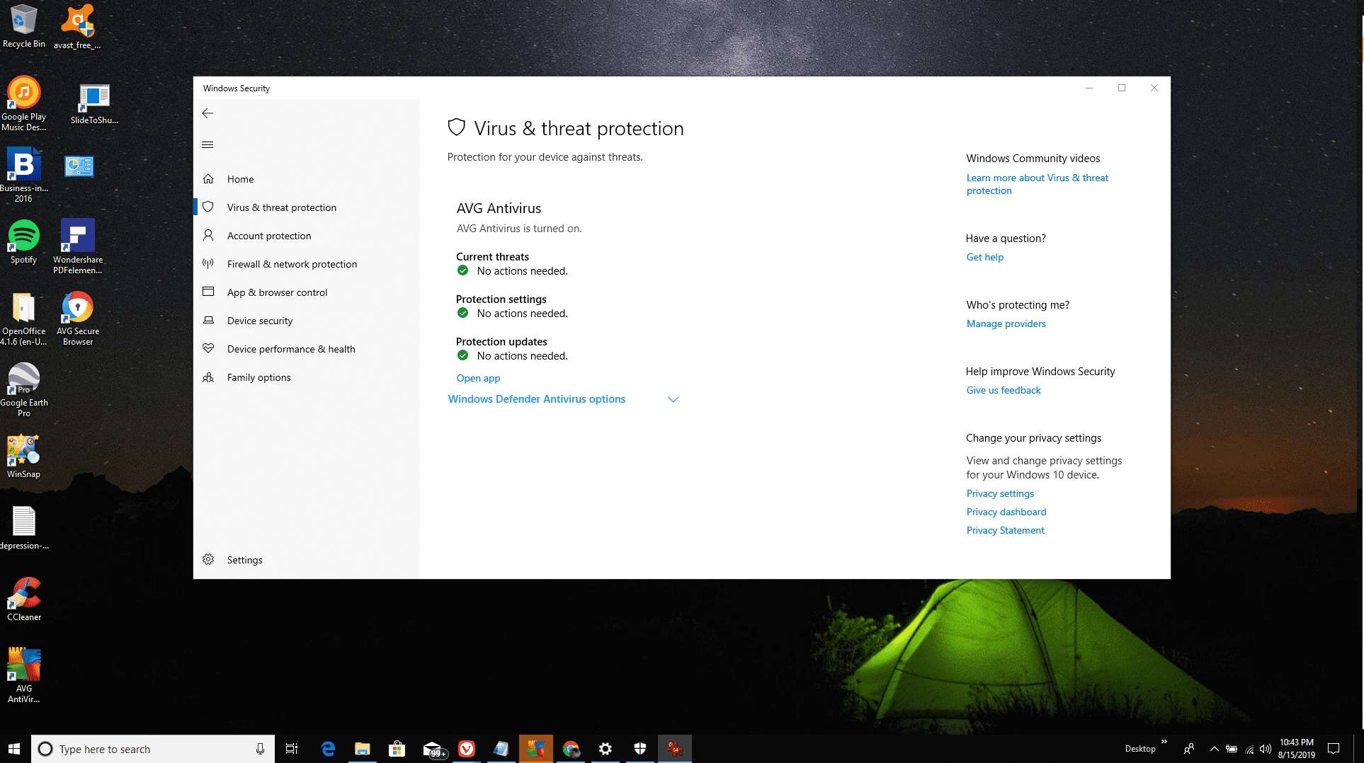 Windows Defender draait naast antivirussoftware