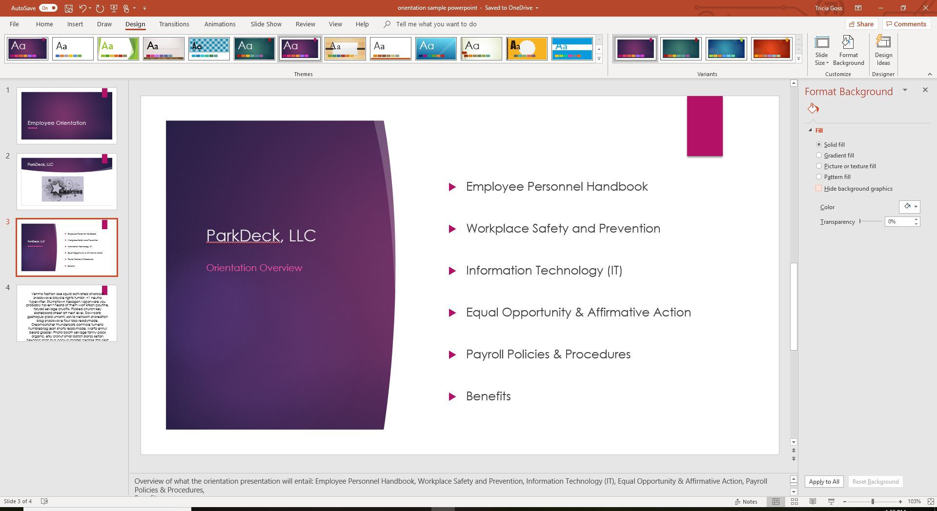 Een schermafbeelding met het deelvenster Achtergrond opmaken in PowerPoint.