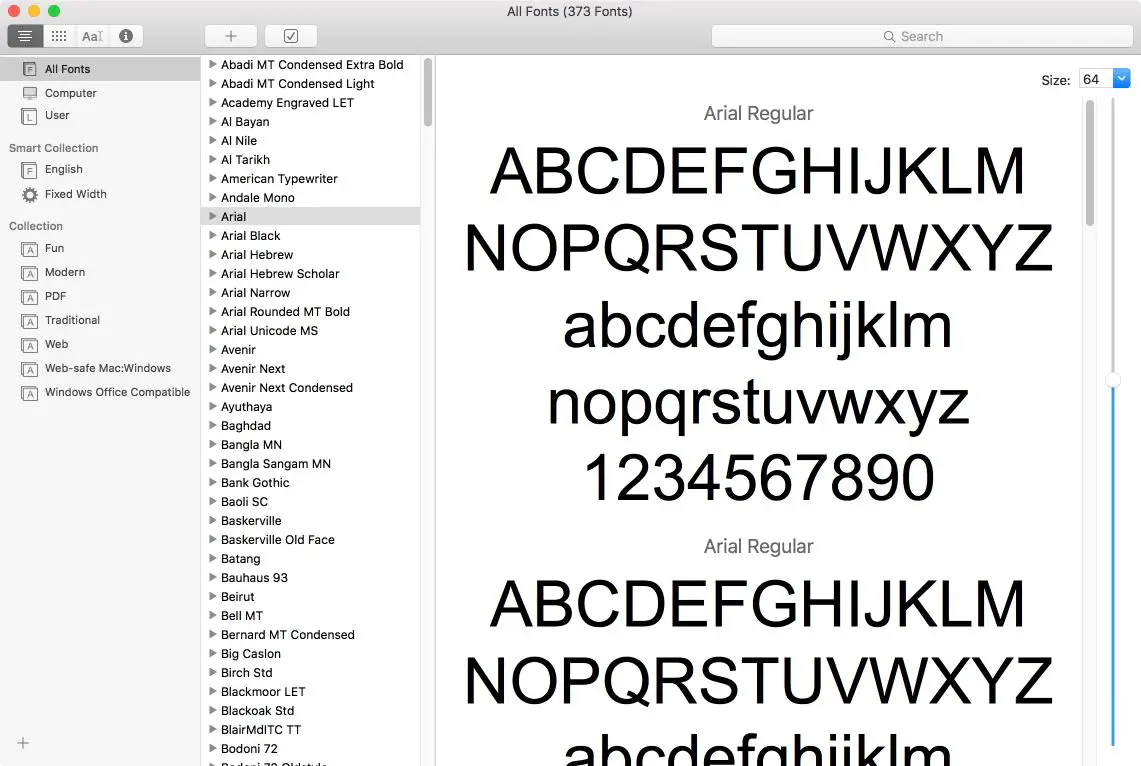 Mac Bibliotheek met alle lettertypen