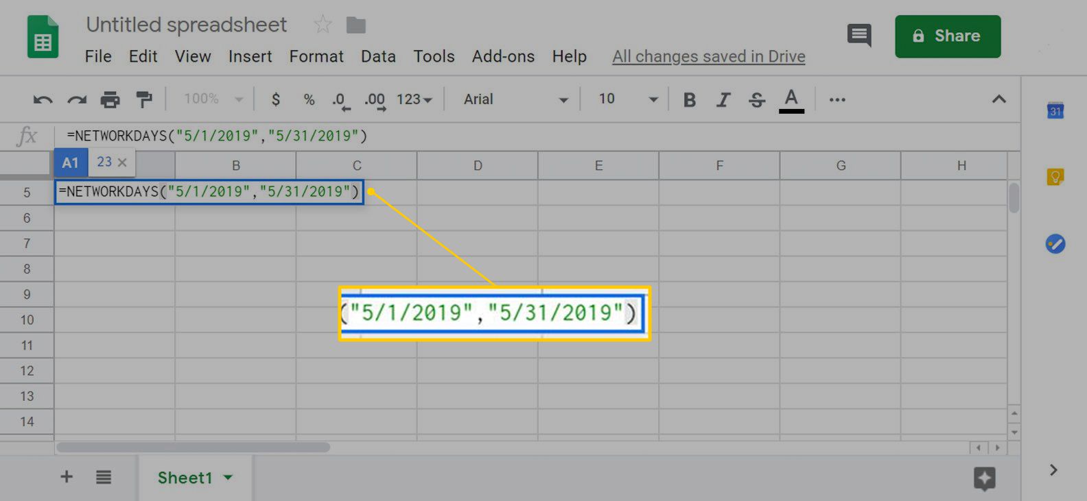 Datumbereik in Google Spreadsheets