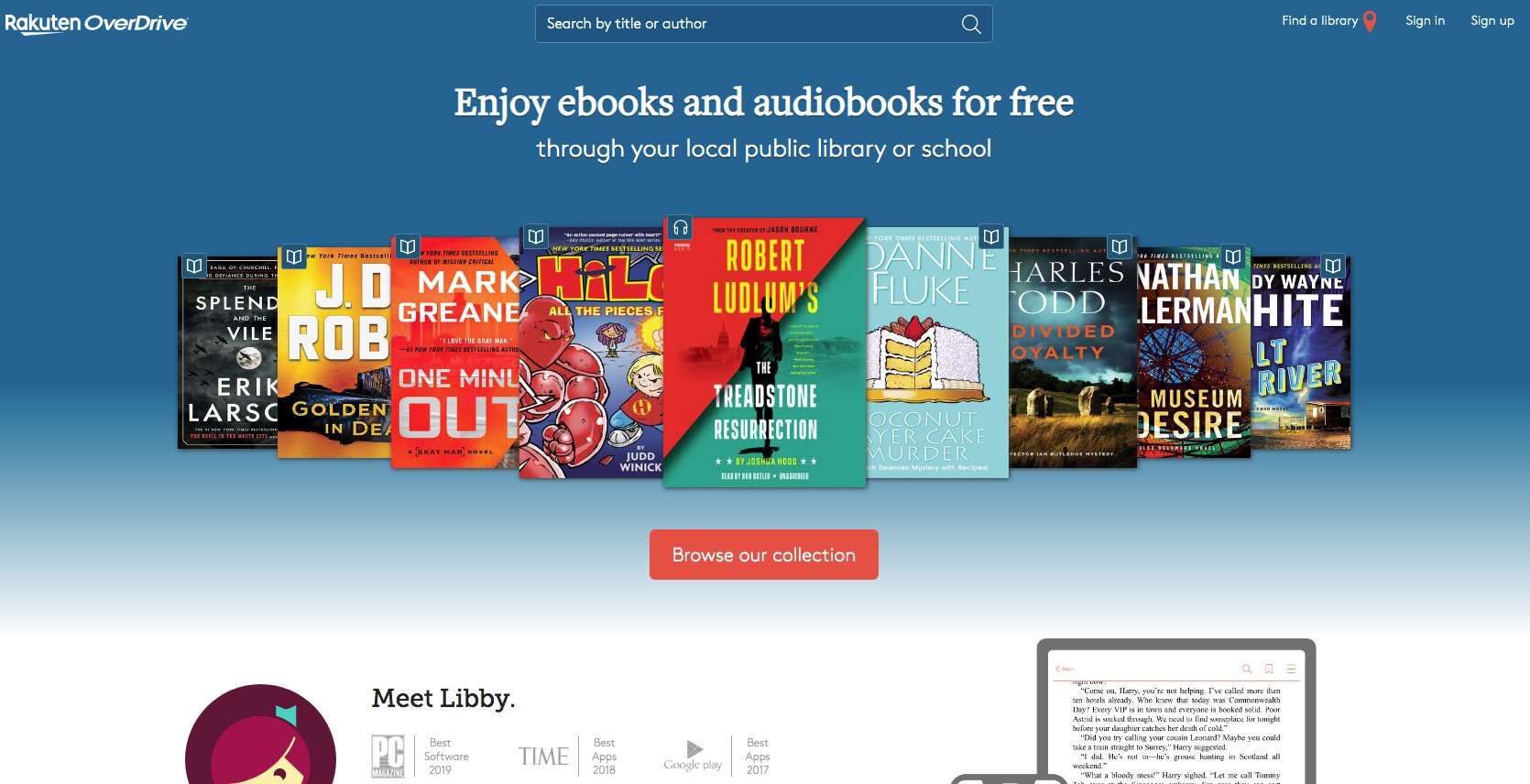Screenshot van OneDrive-service om gratis Nook-boeken te verkrijgen uit de openbare bibliotheek