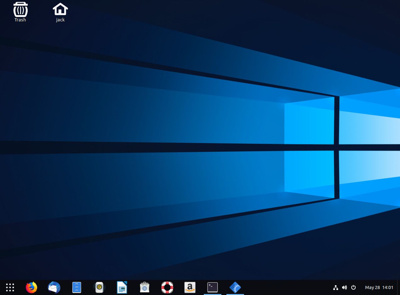 GNOME Desktop met Windows-thema.