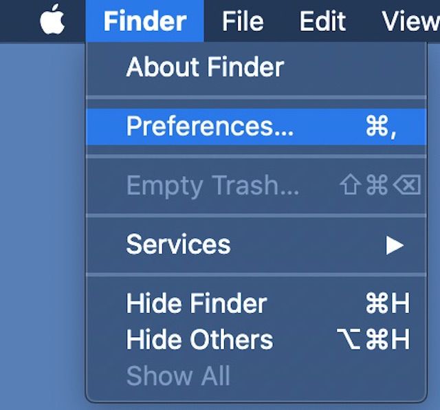 Toegang tot Finder-voorkeuren in macOS Catalina