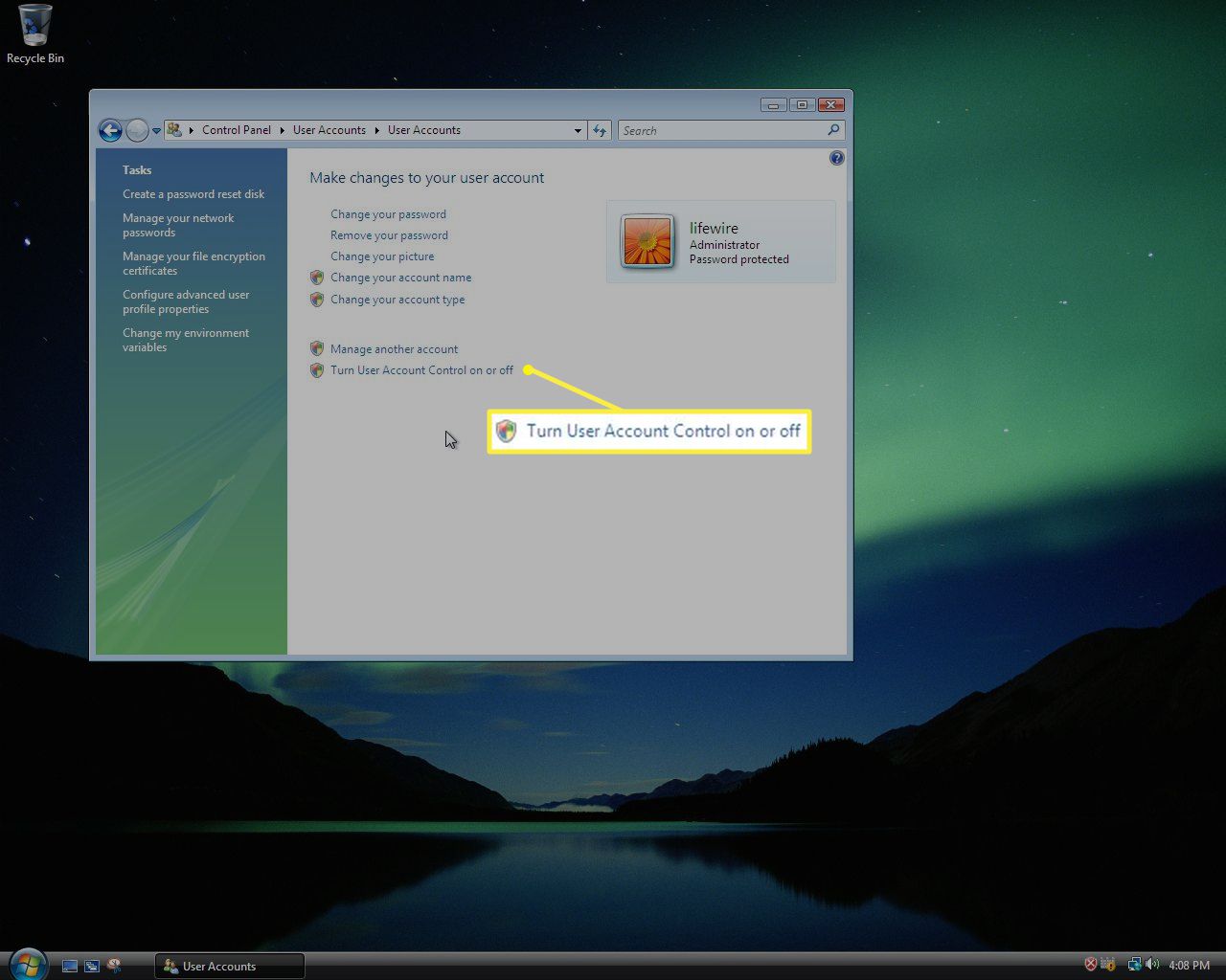 Gebruikersaccounts in Windows Vista