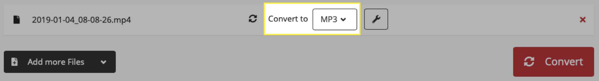 Bevestig het MP3-bestandsformaat op de site van Cloud Convert.