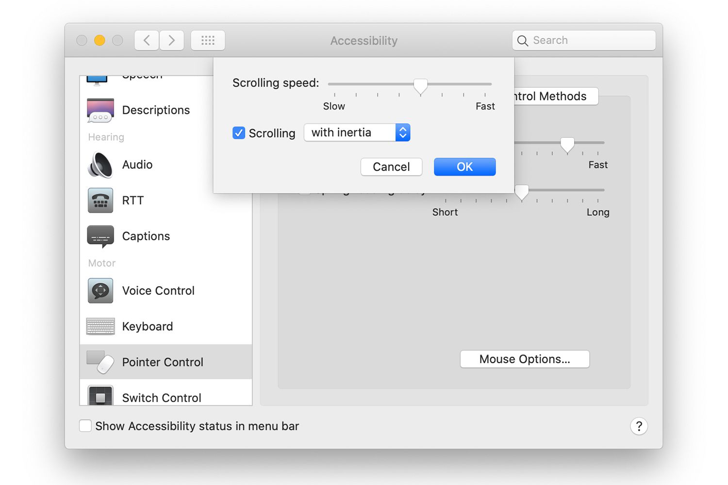 Instellingen voor scrollsnelheid muis in Mac