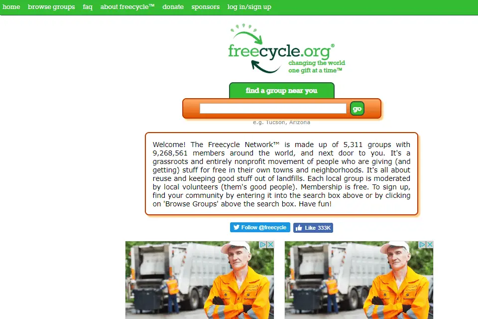 Freecycle.org startpagina
