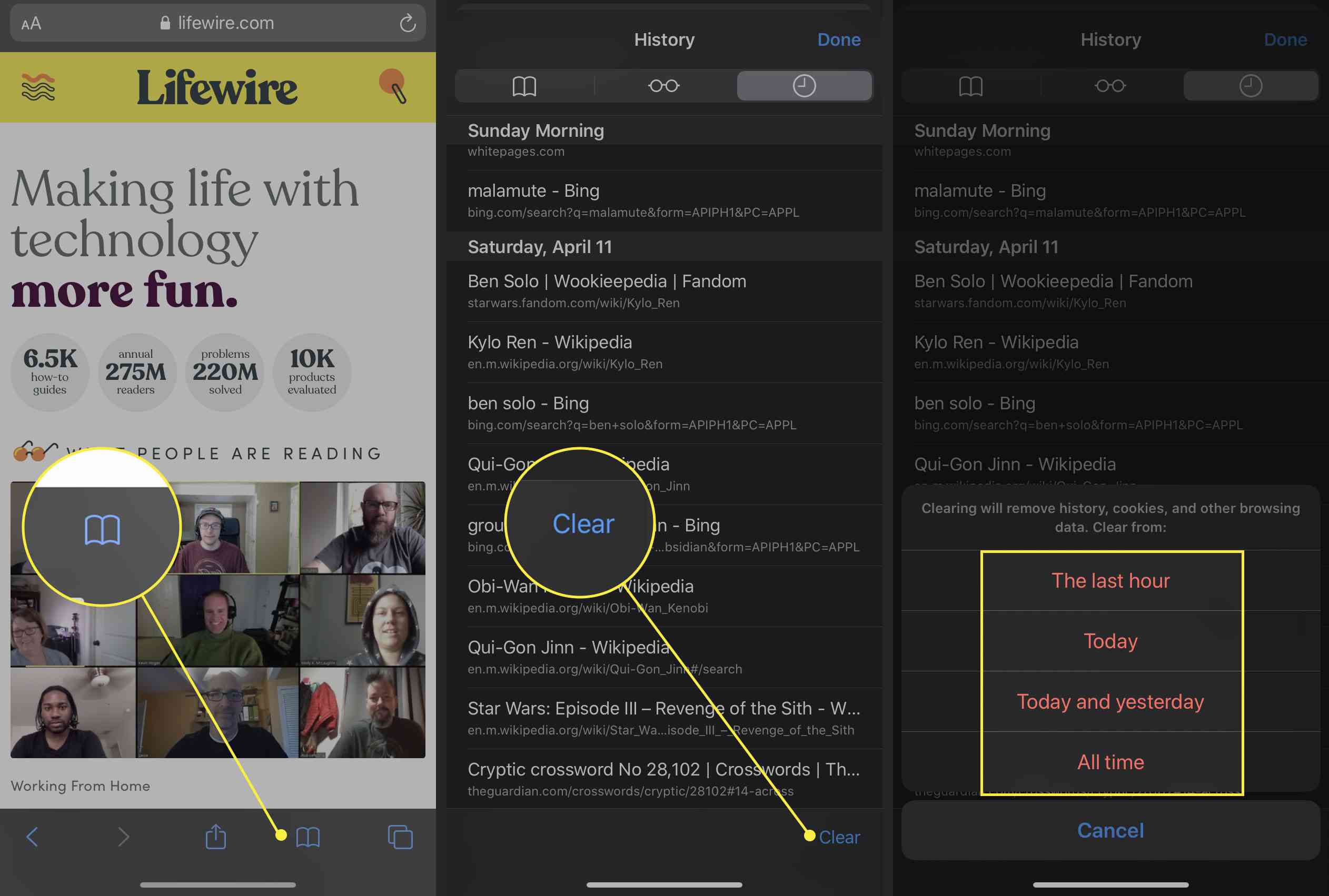 Safari voor iPhone laat zien hoe u de browsergeschiedenis wist