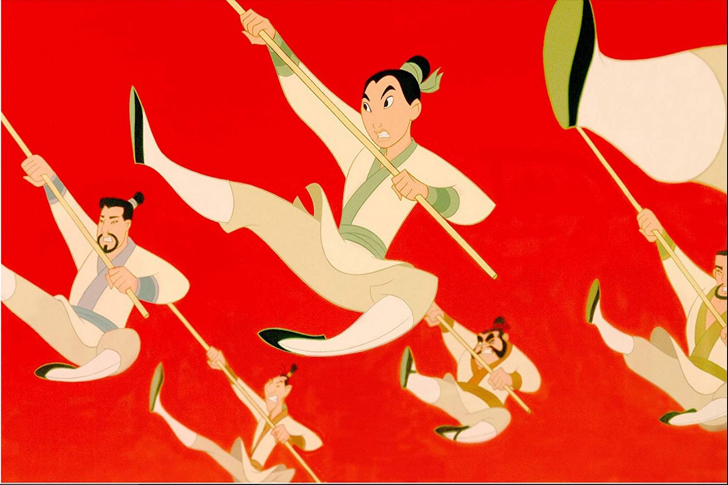 Een screenshot van een scène uit de animatiefilm Mulan.