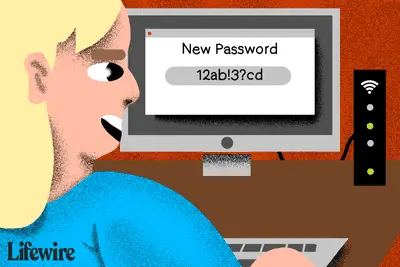 Illustratie van een persoon die een nieuw routerwachtwoord invoert op een computerscherm