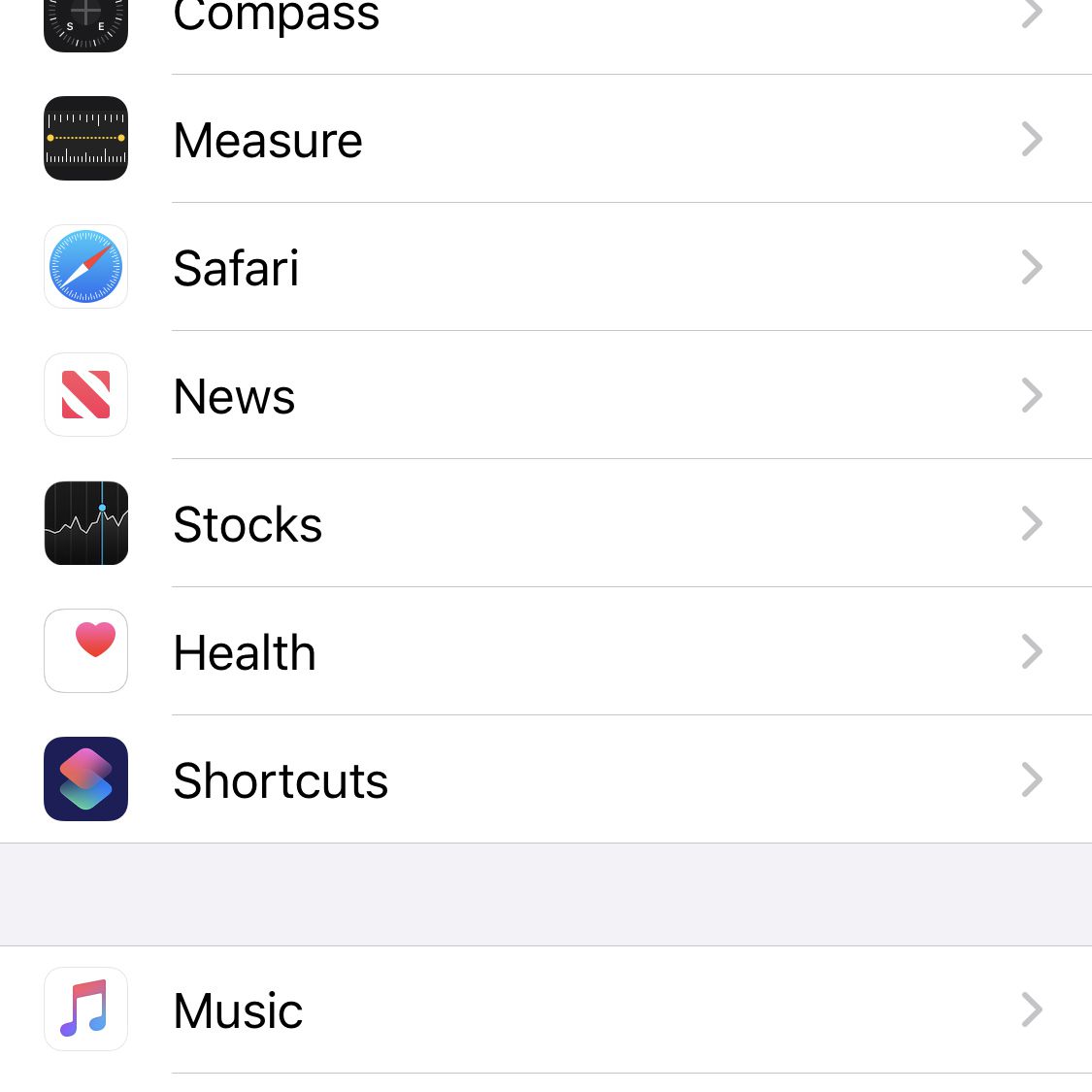 Schermafbeelding van de app iOS-instellingen