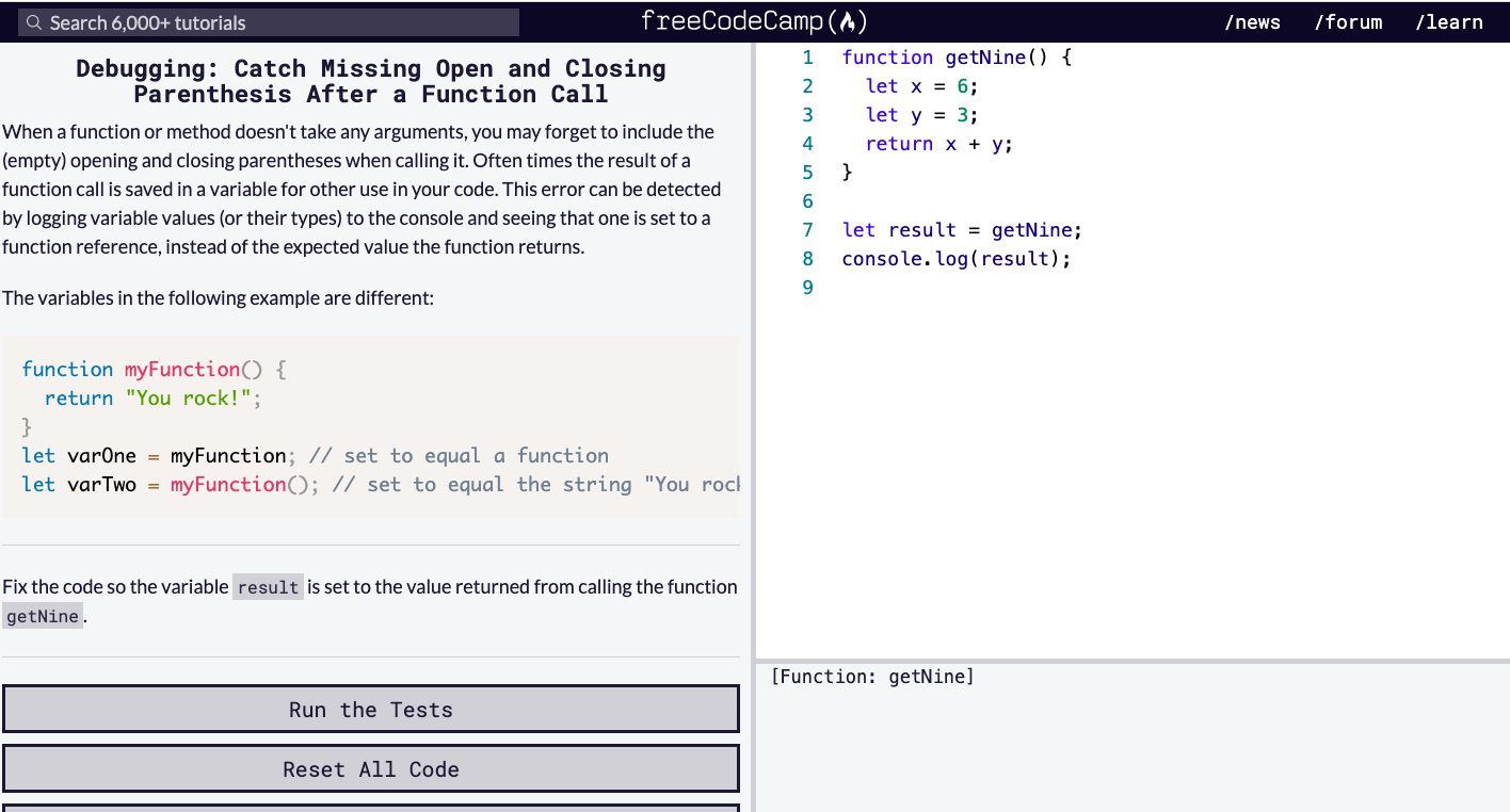 Gratis online debug-tutorial van Code Camp