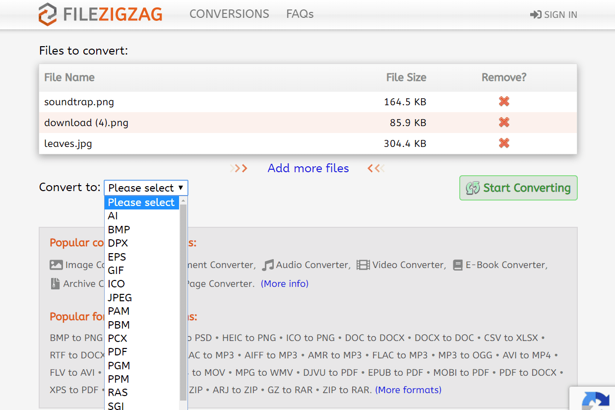 FileZigZag afbeeldingsbestand converter