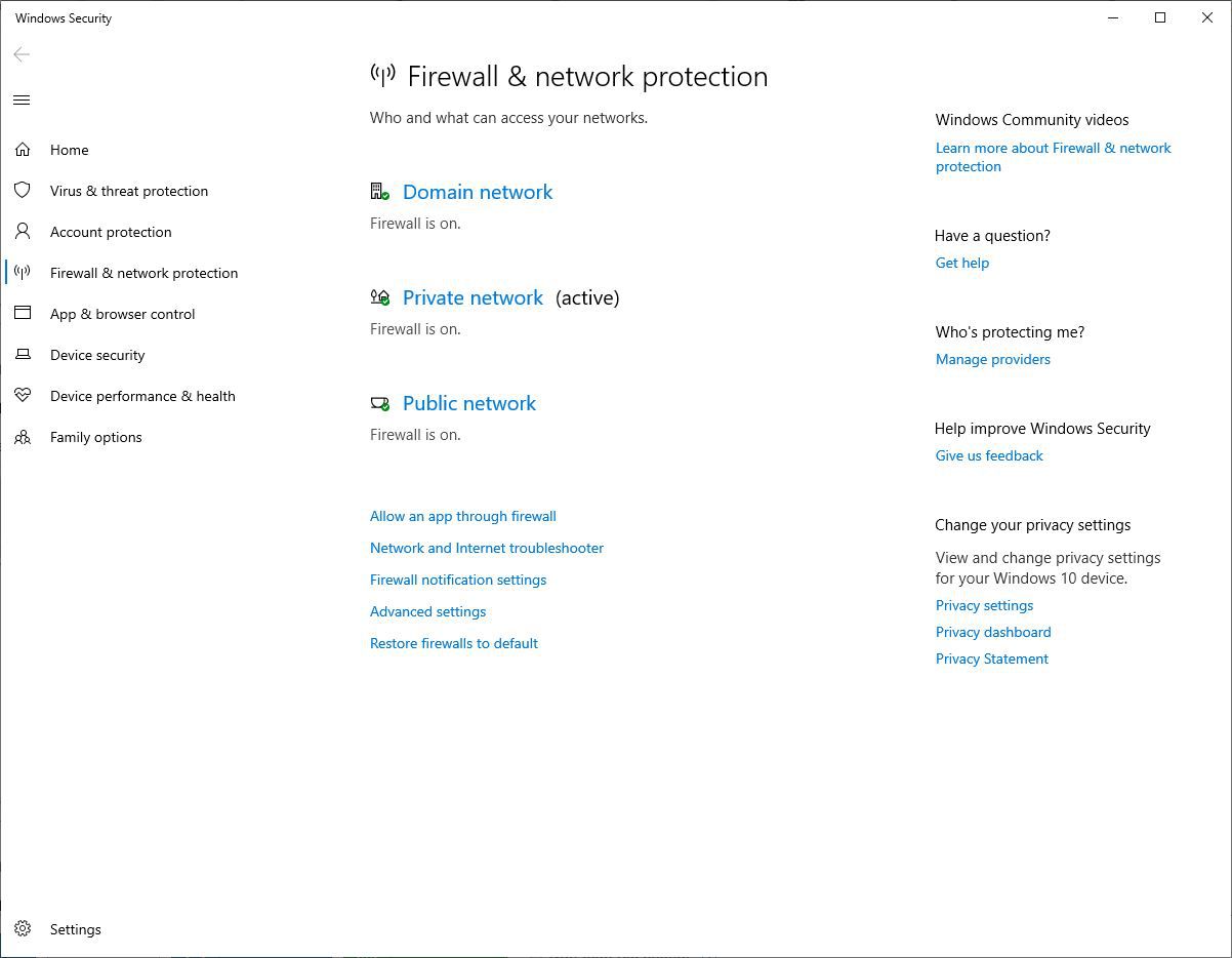 Windows-firewallinstellingen