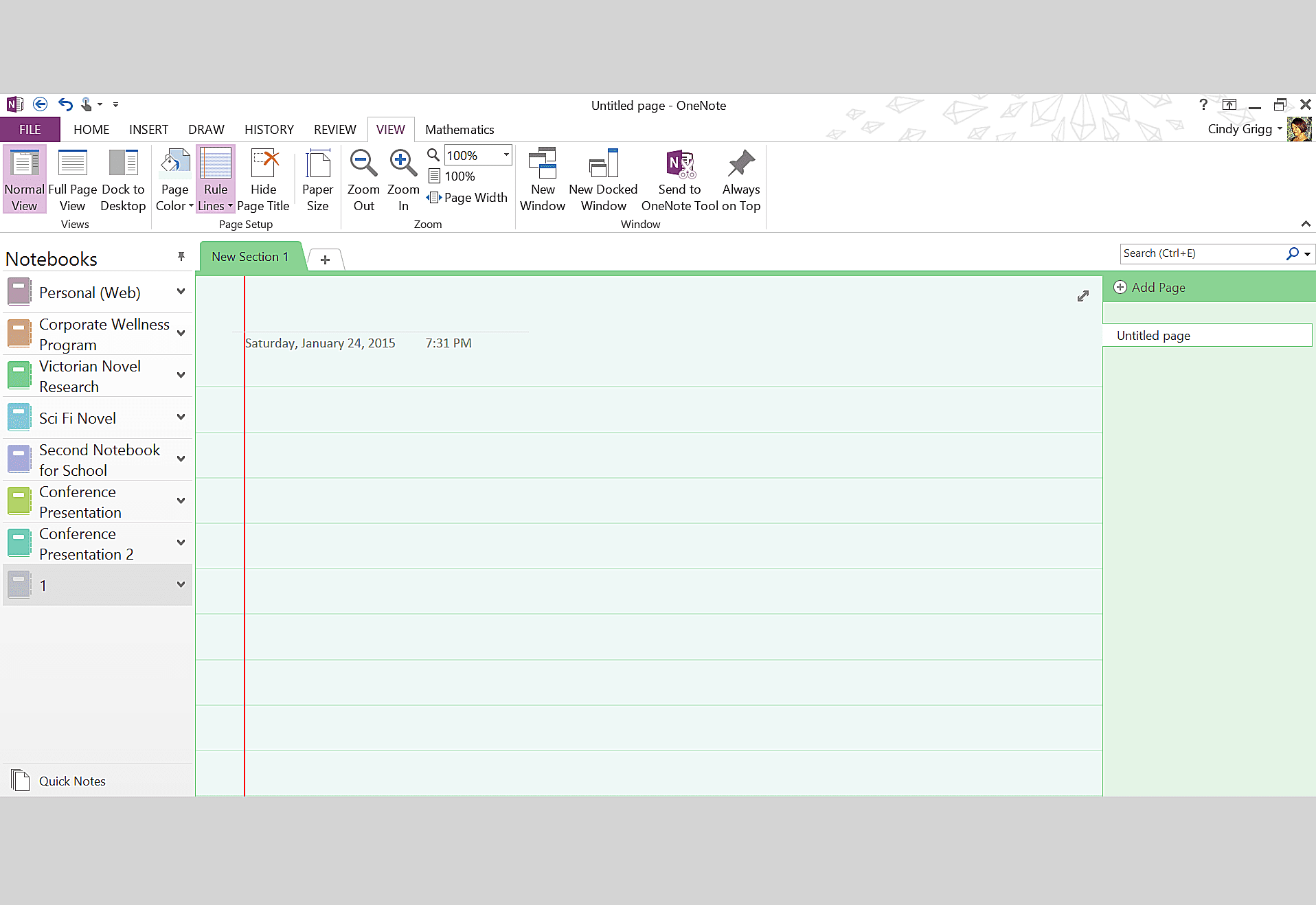 Groene Notebook-paginavoorkeuren voor Microsoft OneNote
