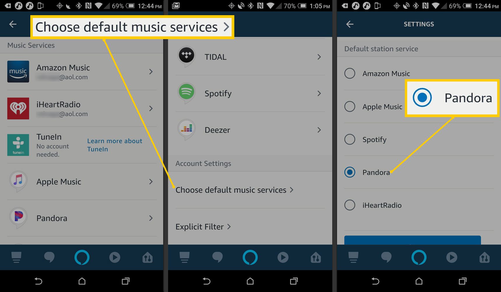 Alexa App Muziekservices – Kies Standaard Muziekservices