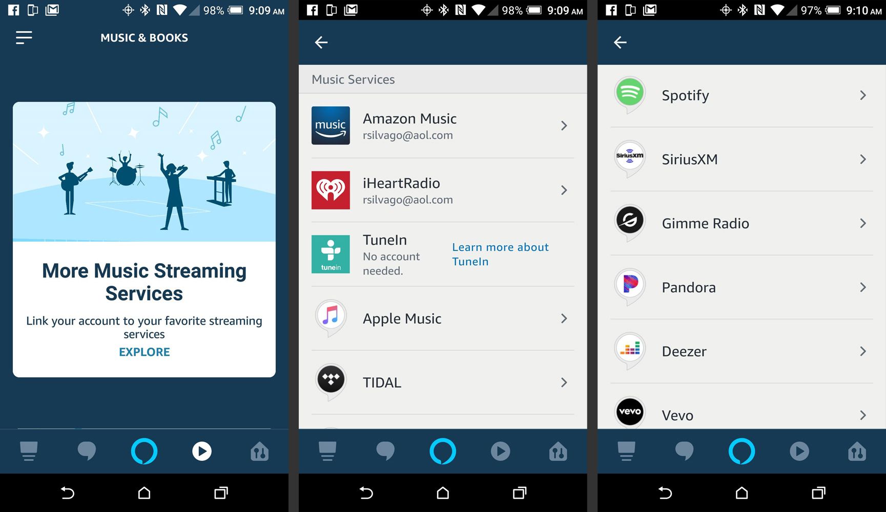Alexa Smartphone-app - Alle muziekservices