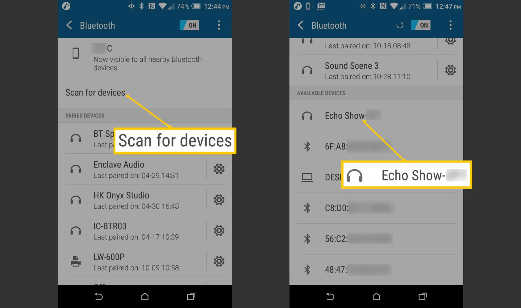 Smartphone scannen voor Bluetooth-apparaten