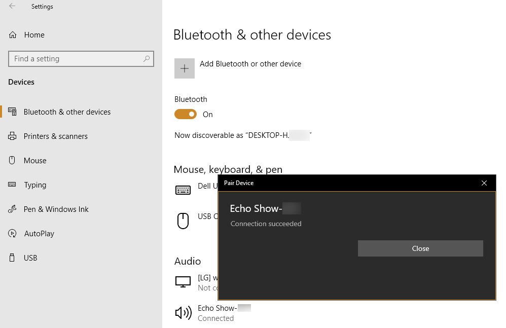 PC Bluetooth-instellingen – Verbinding/koppeling geslaagd