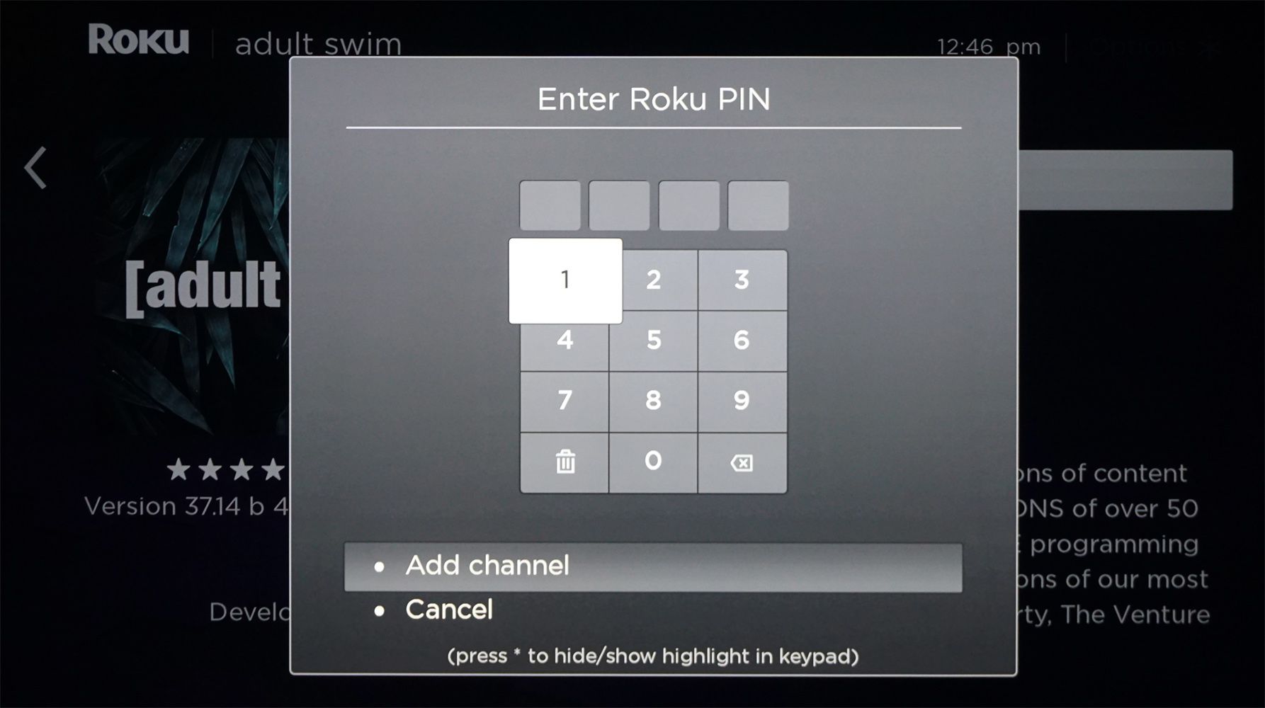 Roku-pincode vereist om kanaal toe te voegen