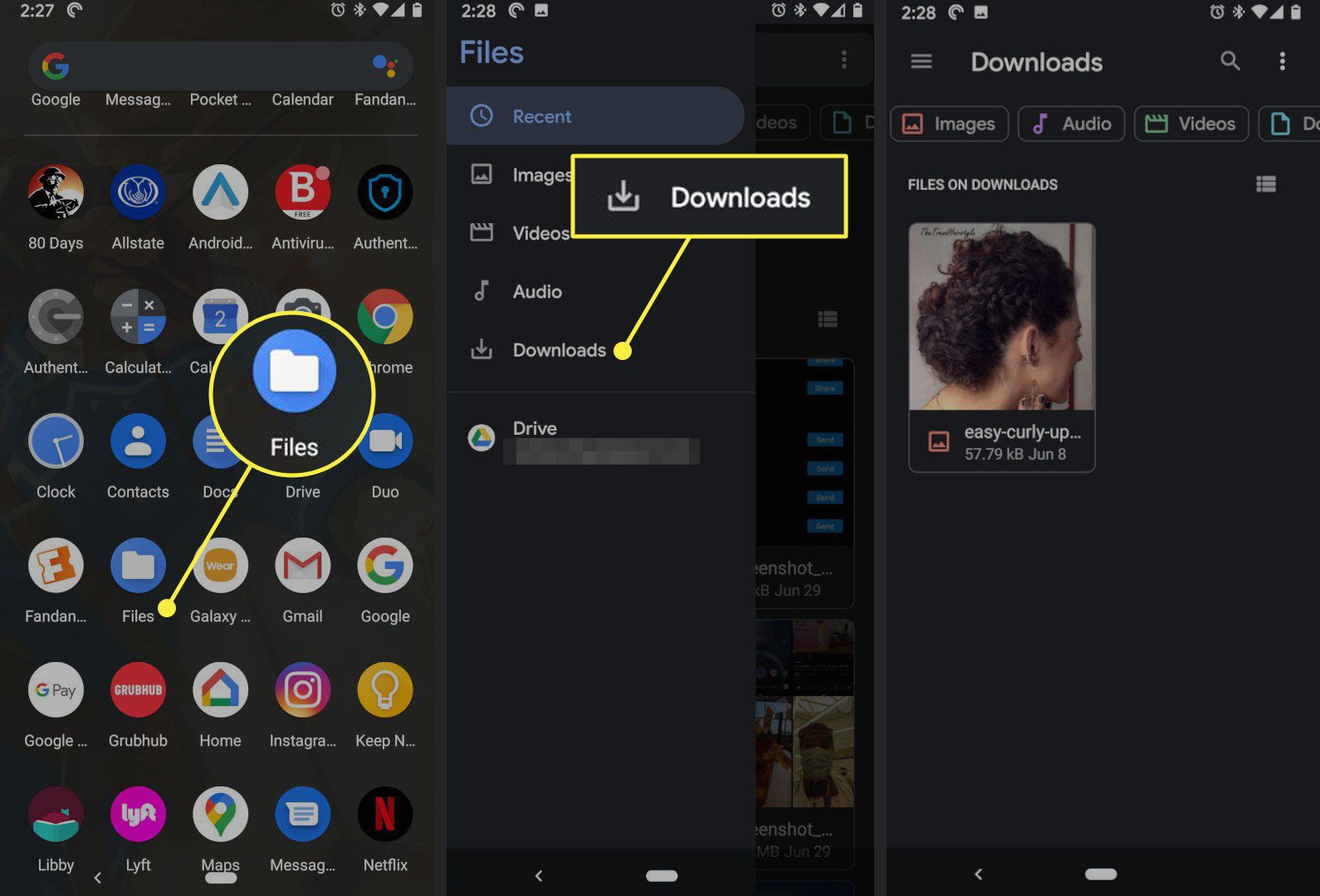 De app Bestanden en de map Downloads in Android