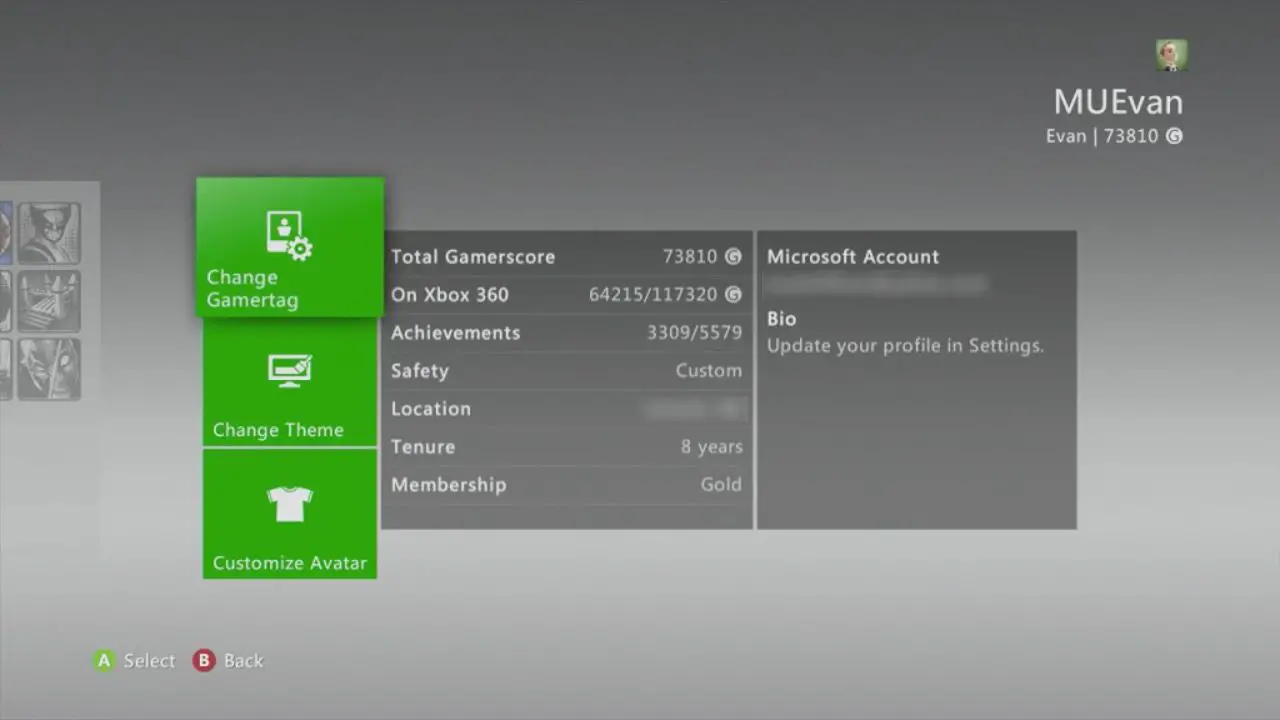 Uitsplitsing van de gamerscore op Xbox 360.