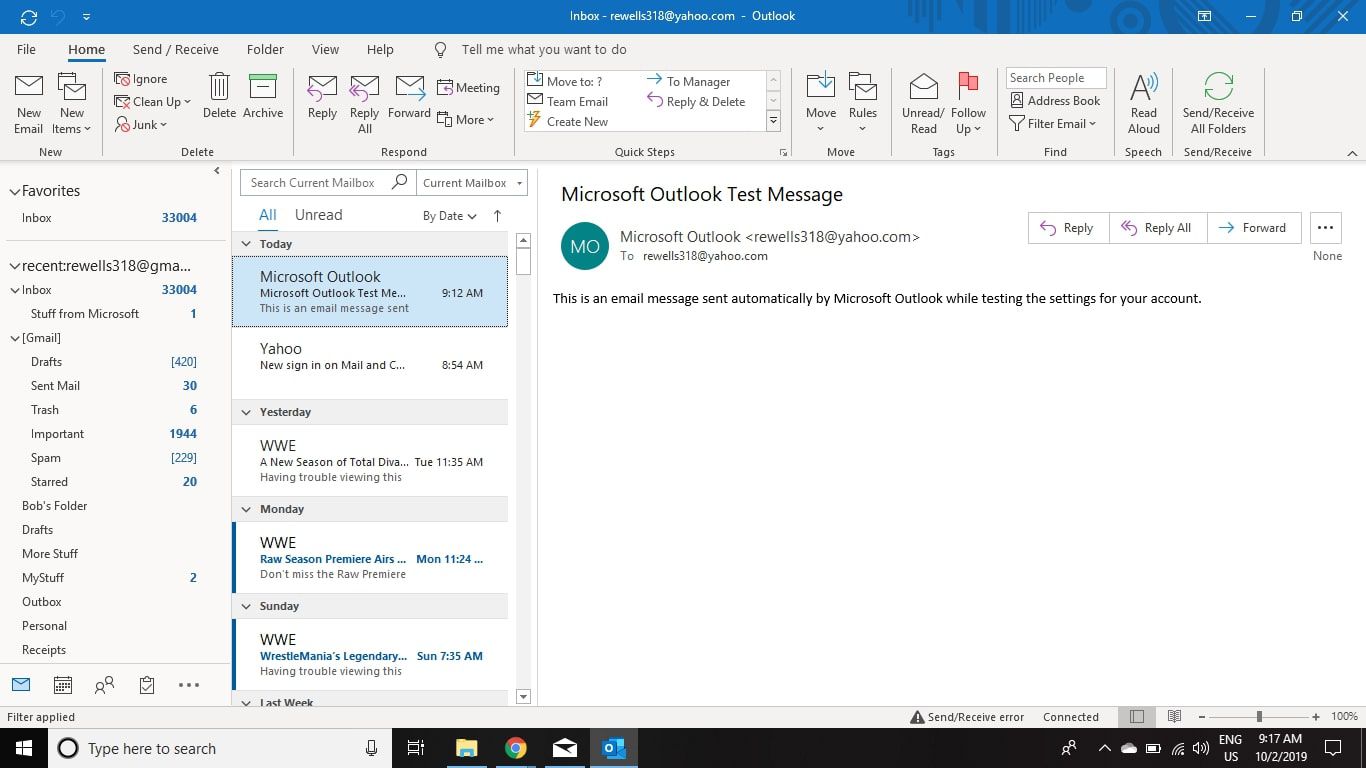 Open het e-mailaccount met de e-mails die u naar Gmail wilt migreren in Outlook.