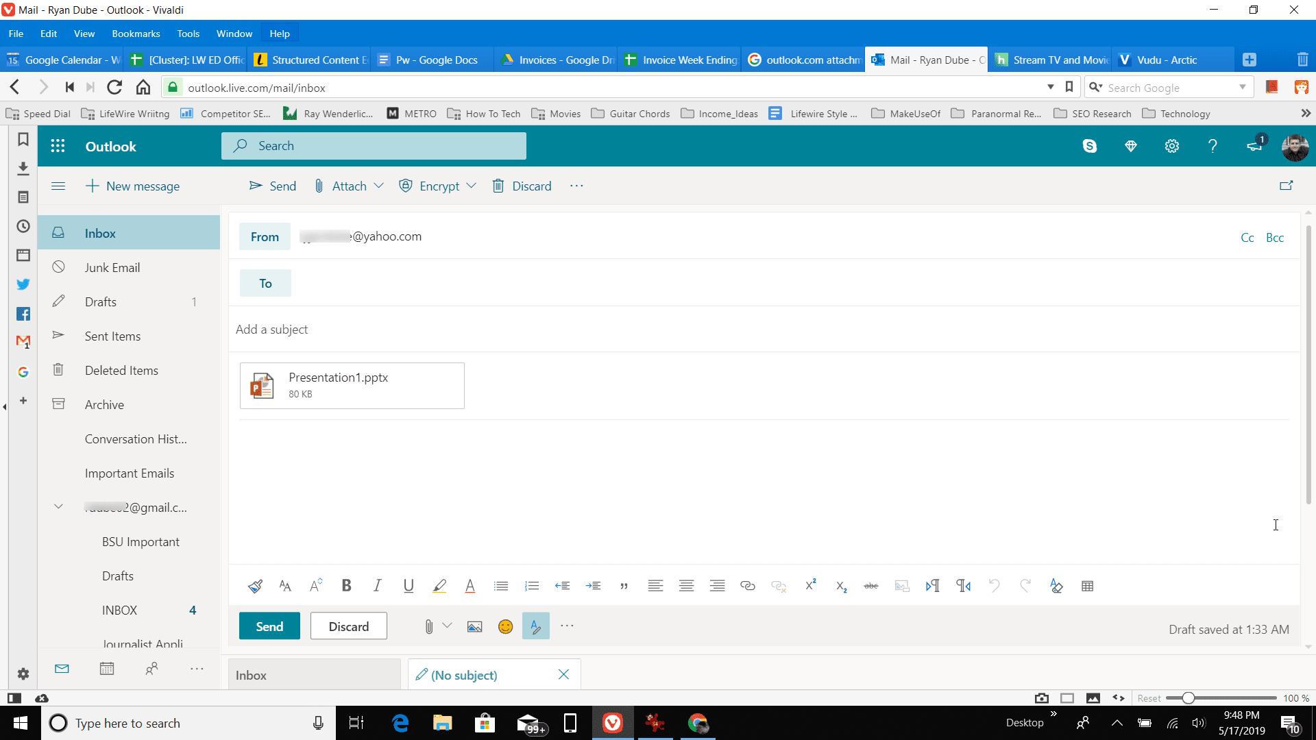 een bestand dat is toegevoegd aan een Outlook online e-mail