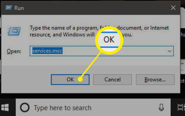 screenshot van Windows Uitvoeren-box