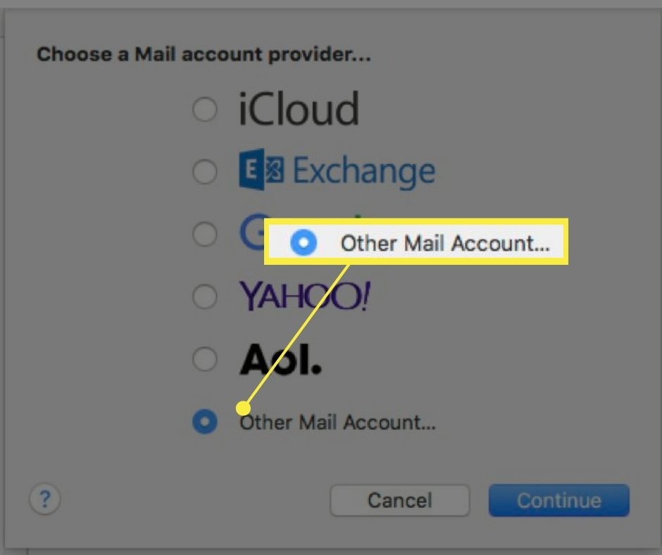 Ander e-mailaccount in de lijst Kies een e-mailaccountprovider. 