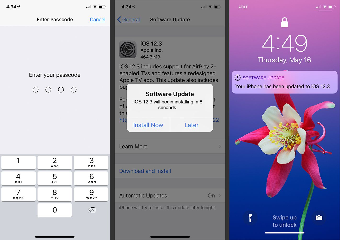De toegangscode, software-update en vergrendelschermen op de iPhone