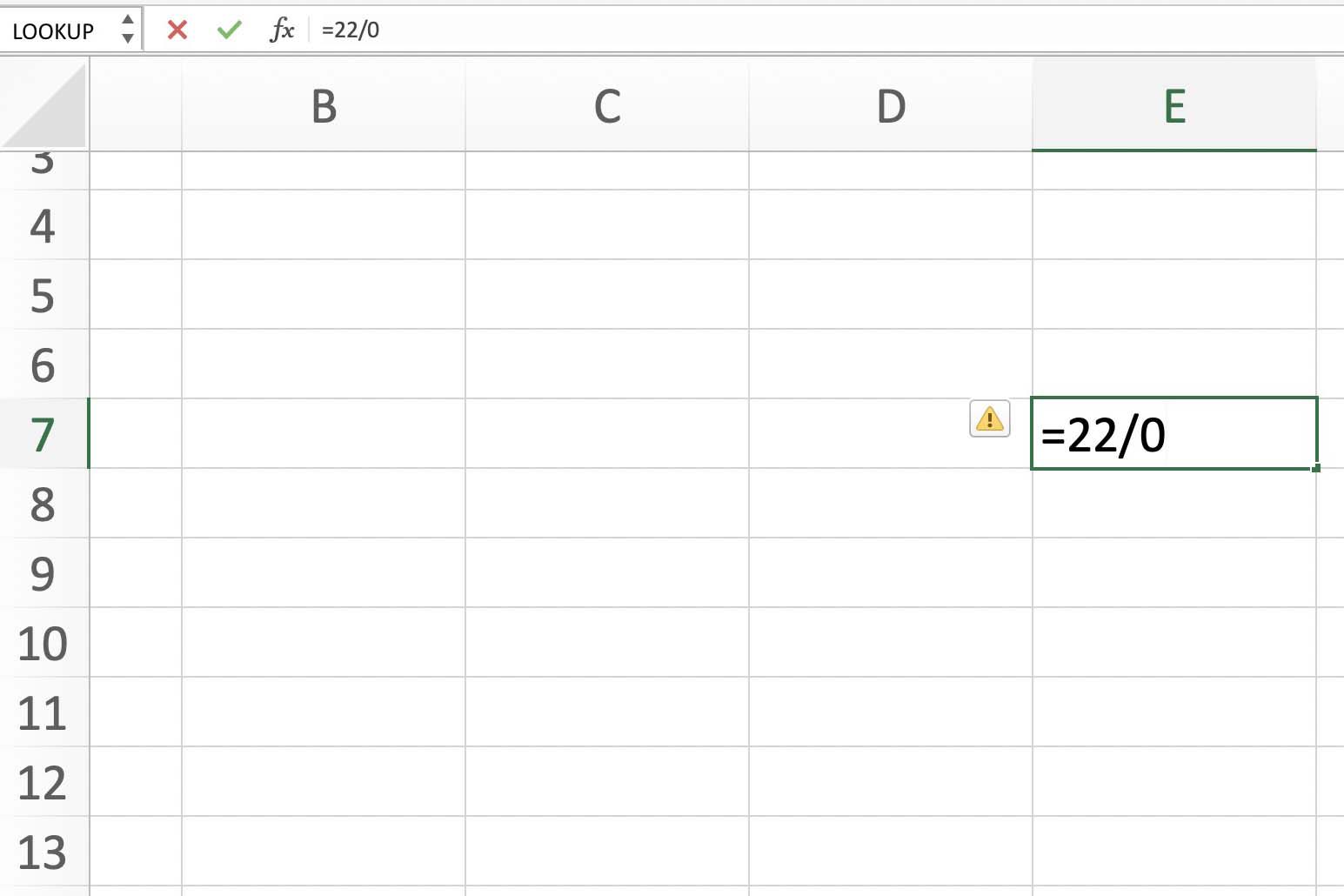 Screenshot van Excel met DIV-fout