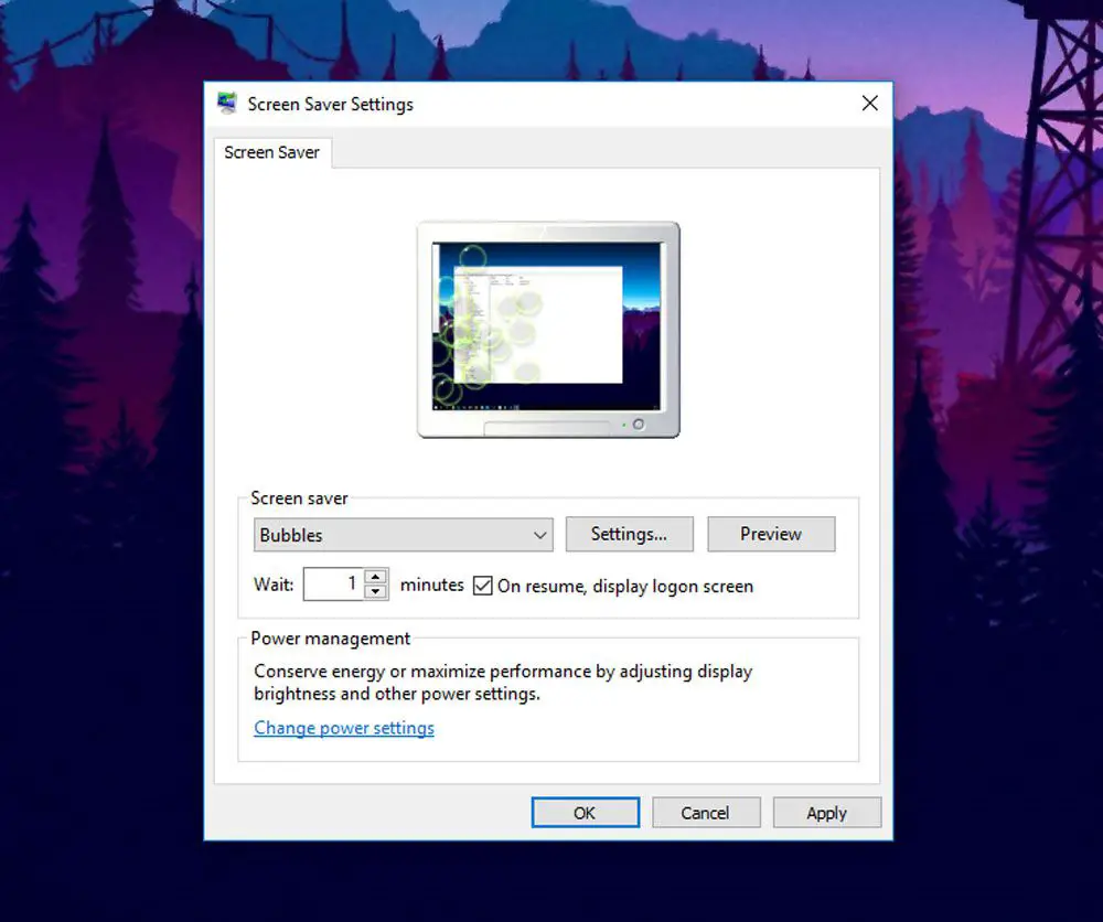 Instellingen voor schermbeveiliging van Windows 10