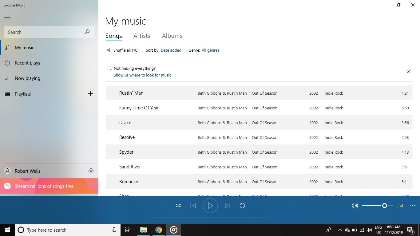 Open Groove om muziek te streamen vanaf je OneDrive.