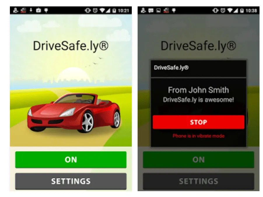 Screenshot van de Drivesafe.ly Pro-app