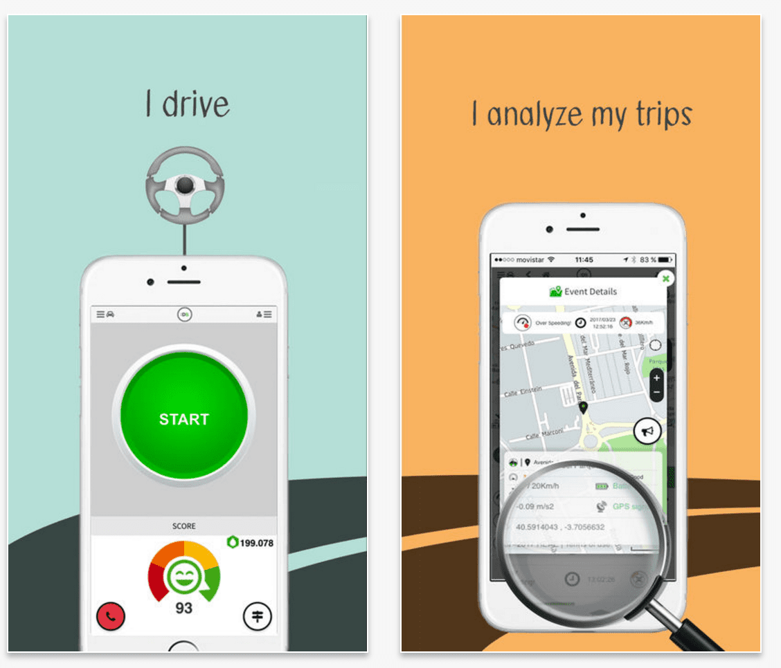 Screenshot van de DriveSmart-app