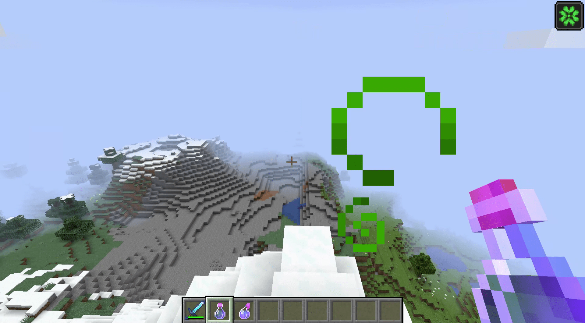 Een screenshot van het gelukseffect in Minecraft.