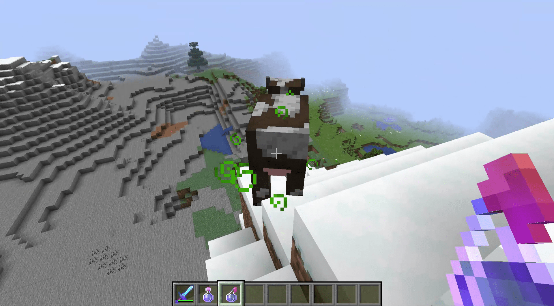 Een gelukkige koe in Minecraft.