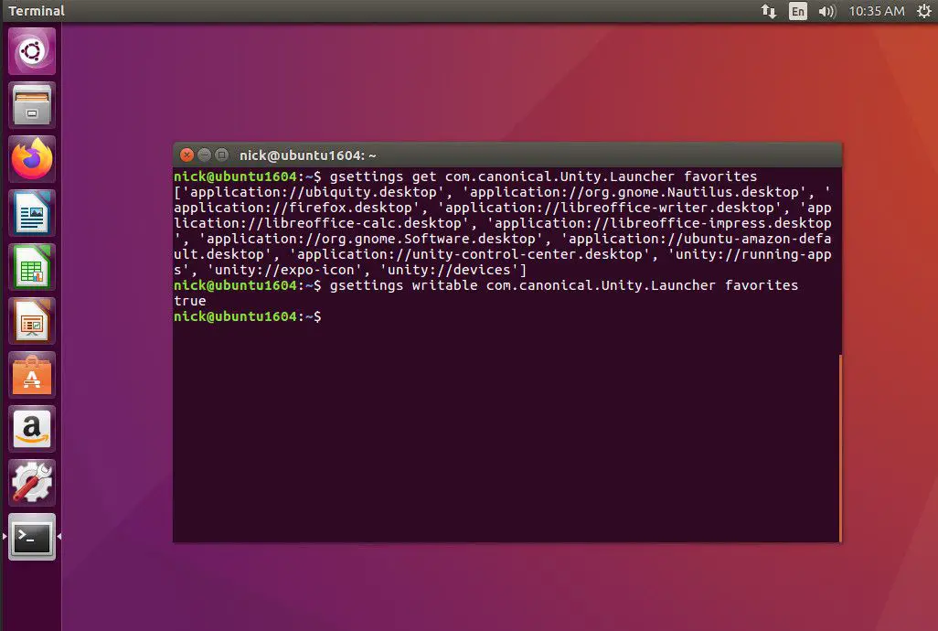 Ubuntu gsettings favorieten