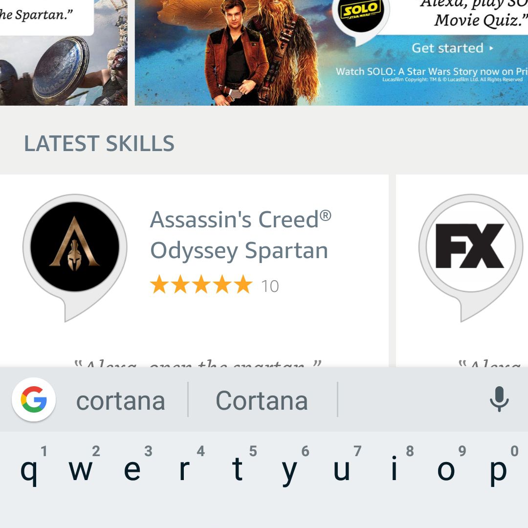Alexa Android-app zoeken naar Cortana-vaardigheid